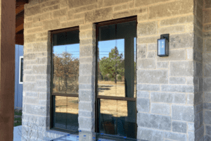 Modern residential glass doors on a home exterior